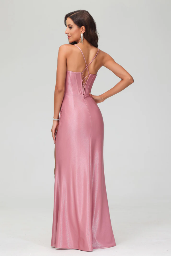 Simple Sheath Strapless Straps Sleeveless Pleated High Side Slit Criss Cross Straps Prom Dresses Party Dress Evening Dress Cocktail Gown Wedding Guest Gown