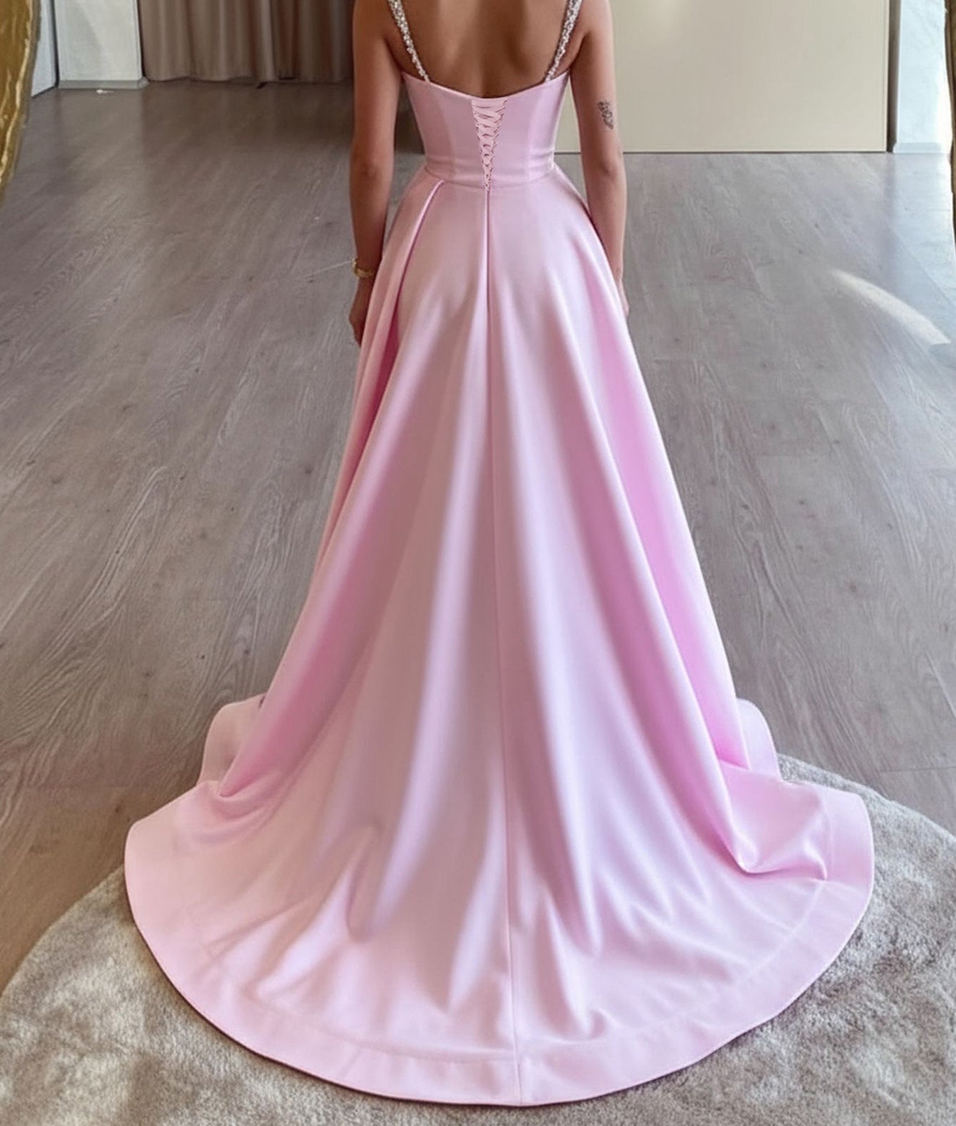 Sparkly Tank Sweetheart Long Prom Dress - Pink