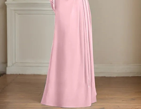 A-Line/Princess Scoop Floor-Length Mother of the Bride Dresses with Pleated & Sequins