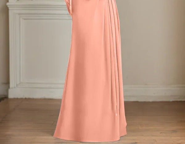 A-Line/Princess Scoop Floor-Length Mother of the Bride Dresses with Pleated & Sequins