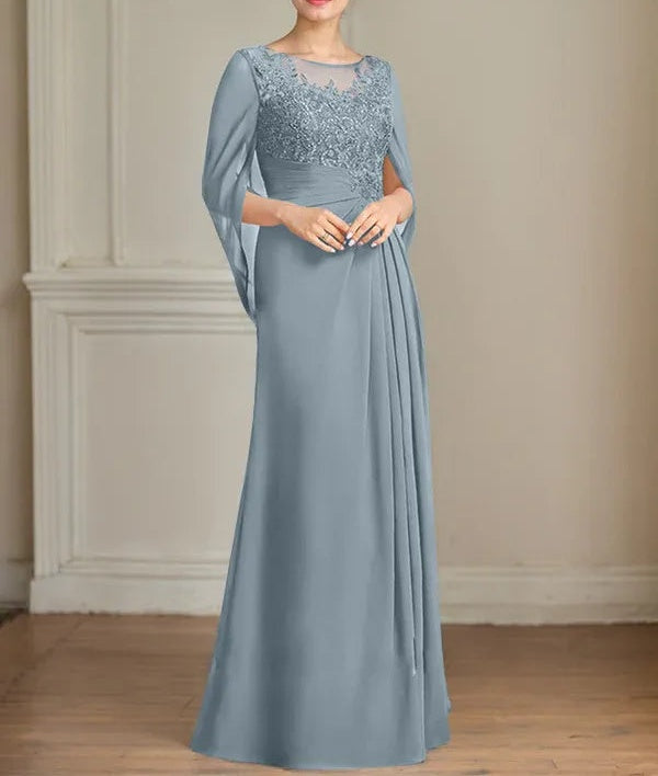 A-Line/Princess Scoop Floor-Length Mother of the Bride Dresses with Pleated & Sequins