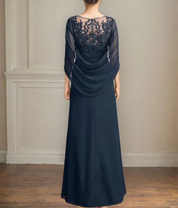 A-Line/Princess Scoop Floor-Length Mother of the Bride Dresses with Pleated & Sequins
