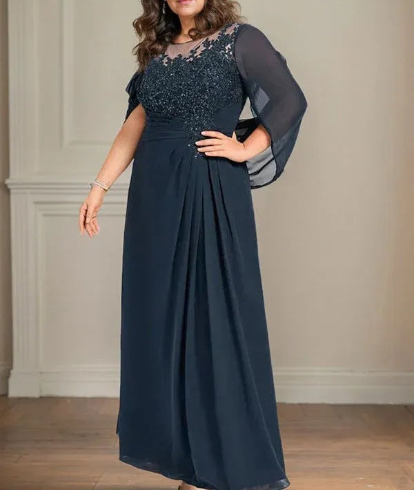 A-Line/Princess Scoop Floor-Length Mother of the Bride Dresses with Pleated & Sequins