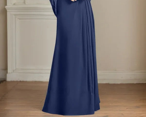 A-Line/Princess Scoop Floor-Length Mother of the Bride Dresses with Pleated & Sequins