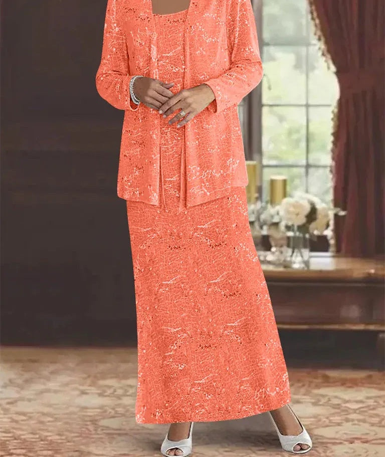 Chiffon Mother of the Bride Dresses with Sequins & Jacket