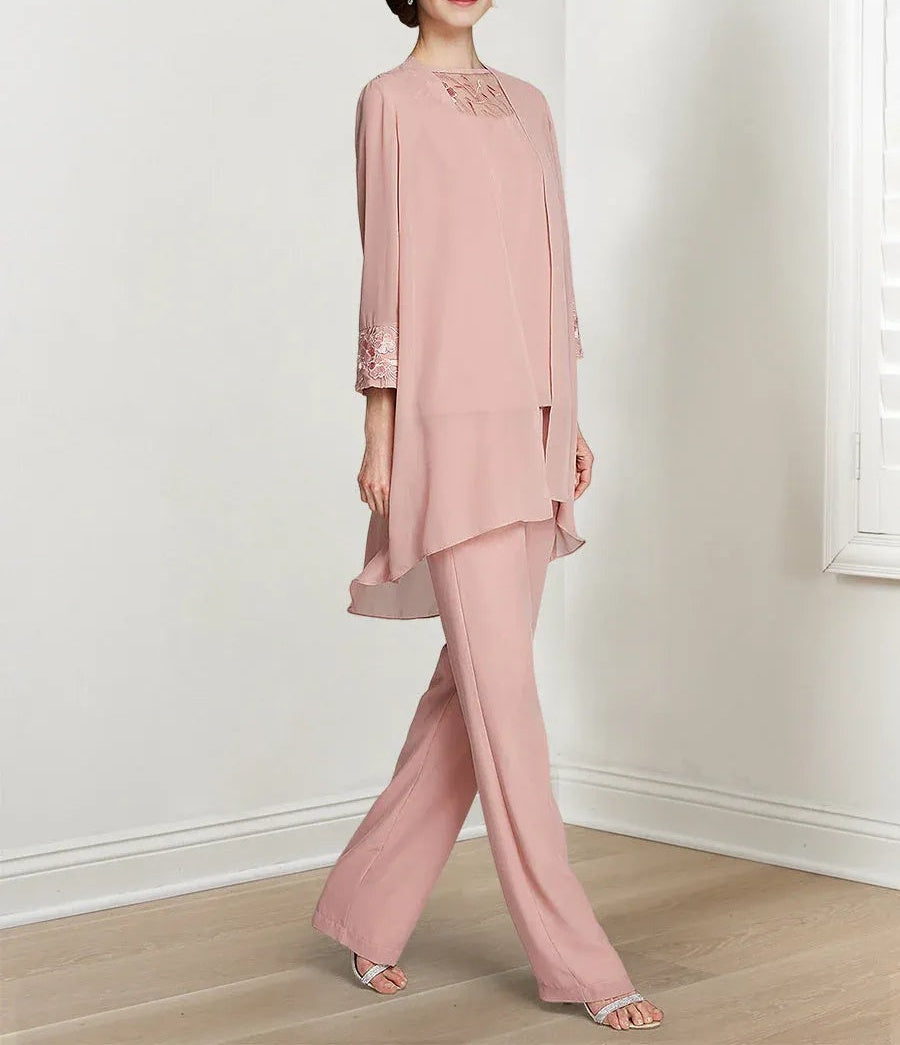 Chiffon Long Sleeves Mother Of The Bride Pantsuits With Jacket