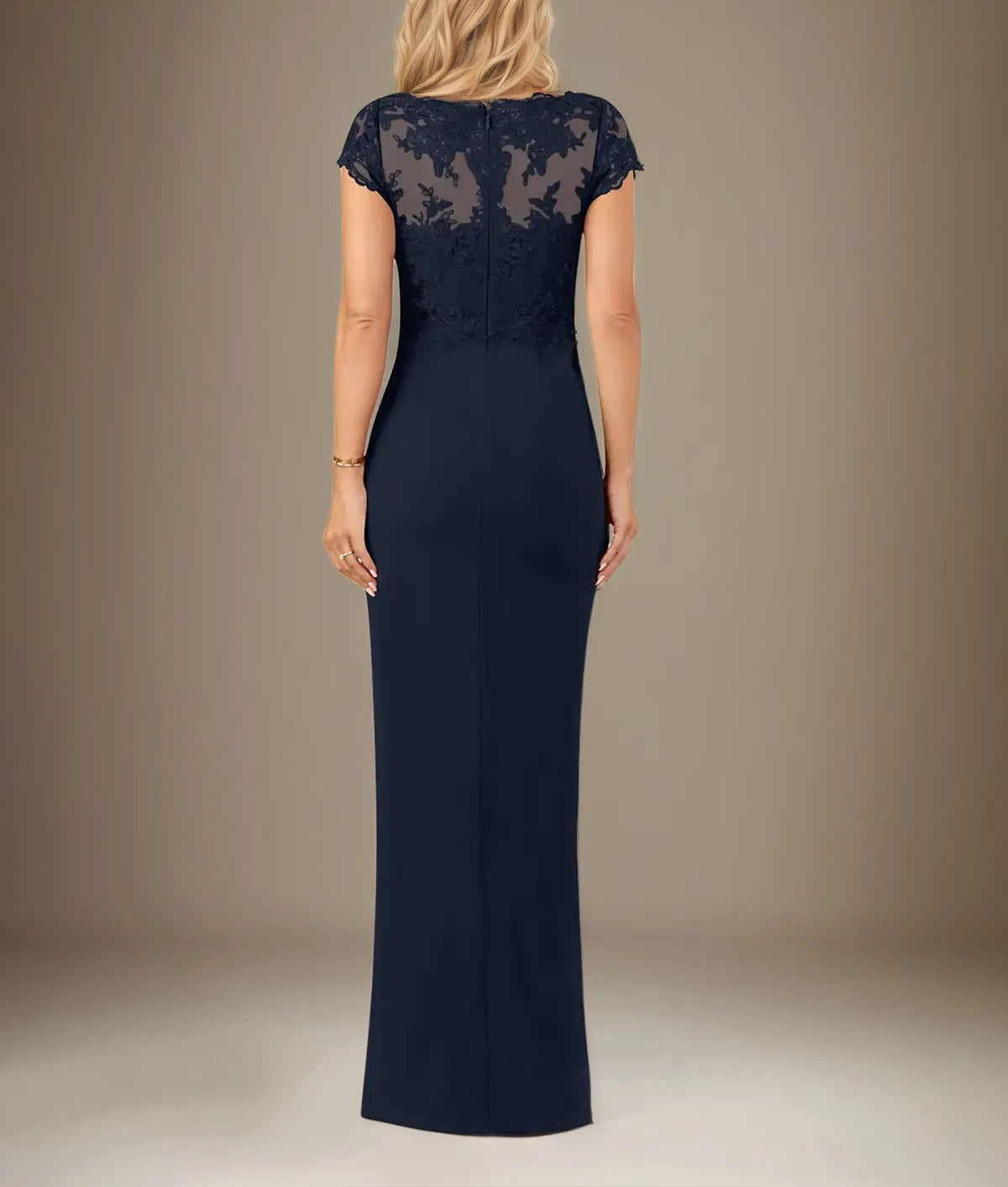 Sheath/Column V Neck Short Sleeve Floor Length Chiffon Dress With Cascading Ruffles