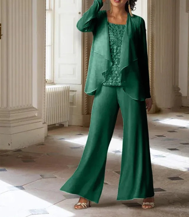 Chiffon Long Sleeves Mother of the Bride Pantsuits with Jacket