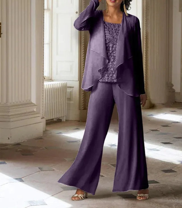 Chiffon Long Sleeves Mother of the Bride Pantsuits with Jacket
