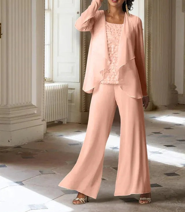 Chiffon Long Sleeves Mother of the Bride Pantsuits with Jacket