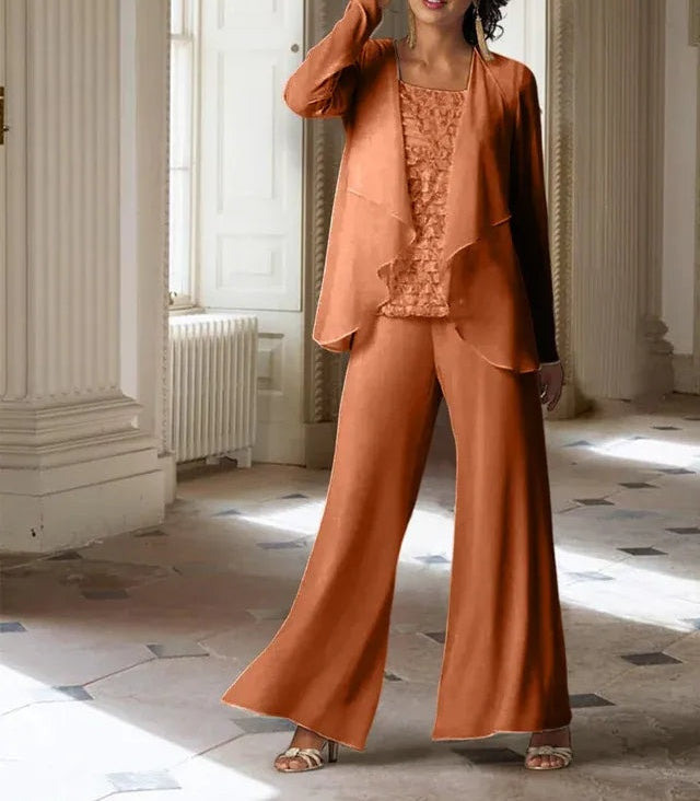Chiffon Long Sleeves Mother of the Bride Pantsuits with Jacket