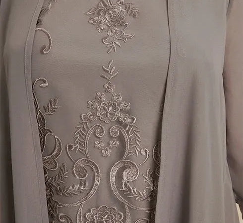 Separates Jumpsuit/Pantsuit Scoop Floor-Length Chiffon Lace Mother of the Bride Dress With Beading Sequins