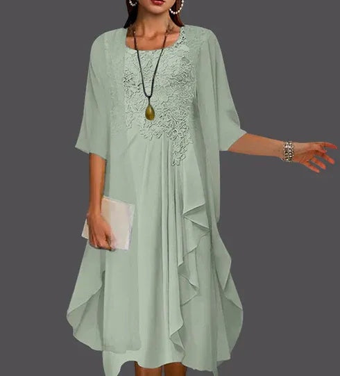 Two Piece A-Line Chiffon Lace Sleeveless Jacket Dresses with Pleats Appliques