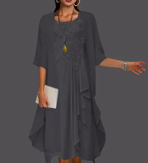 Two Piece A-Line Chiffon Lace Sleeveless Jacket Dresses with Pleats Appliques