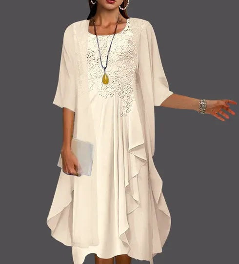 Two Piece A-Line Chiffon Lace Sleeveless Jacket Dresses with Pleats Appliques