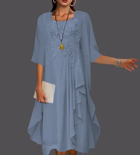 Two Piece A-Line Chiffon Lace Sleeveless Jacket Dresses with Pleats Appliques