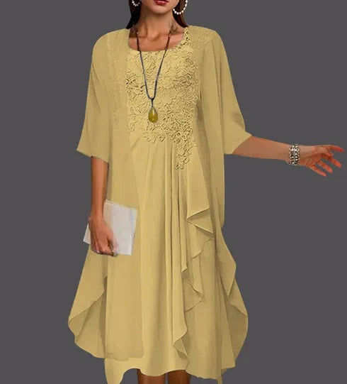 Two Piece A-Line Chiffon Lace Sleeveless Jacket Dresses with Pleats Appliques