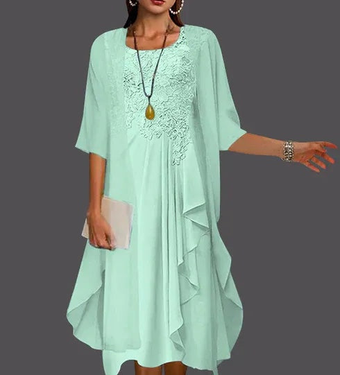 Two Piece A-Line Chiffon Lace Sleeveless Jacket Dresses with Pleats Appliques