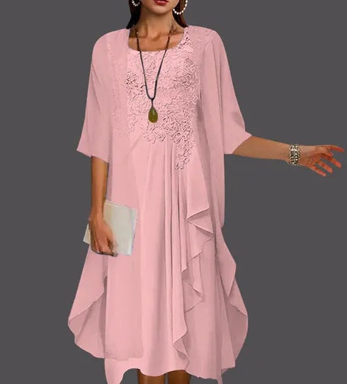 Two Piece A-Line Chiffon Lace Sleeveless Jacket Dresses with Pleats Appliques