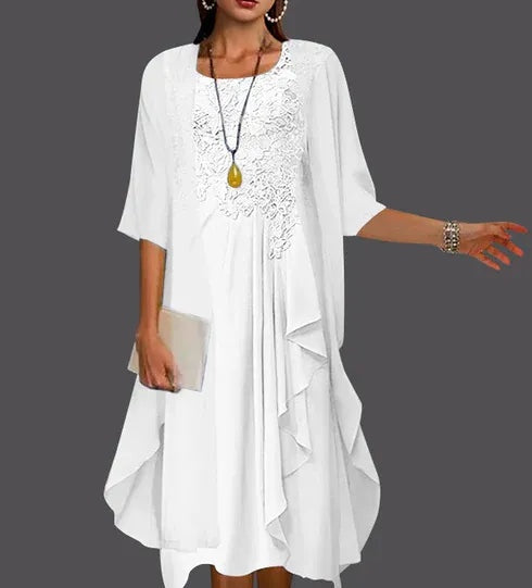 Two Piece A-Line Chiffon Lace Sleeveless Jacket Dresses with Pleats Appliques