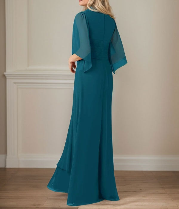 A-Line V-Neck Long Sequins Chiffon Mother Dress