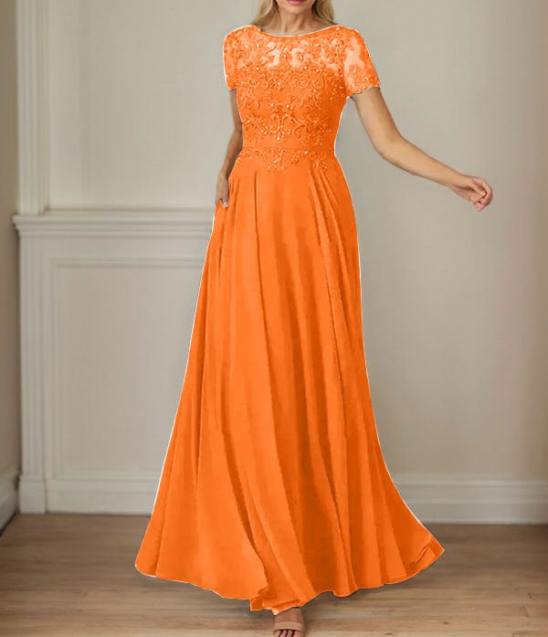 Dark Navy A-Line Boatneck Sequins Chiffon Dress