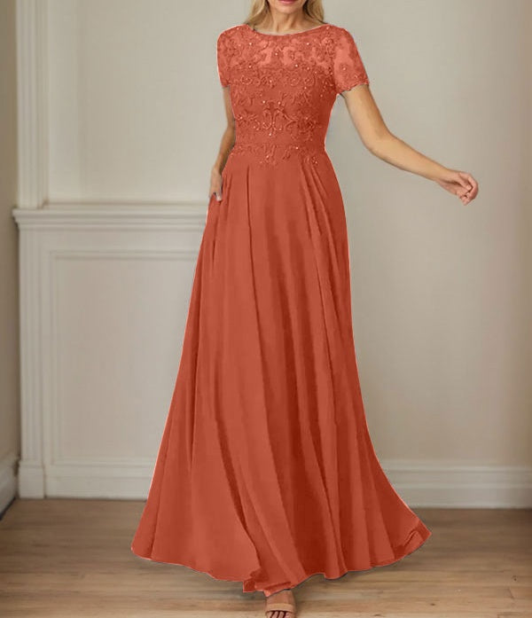 Dark Navy A-Line Boatneck Sequins Chiffon Dress