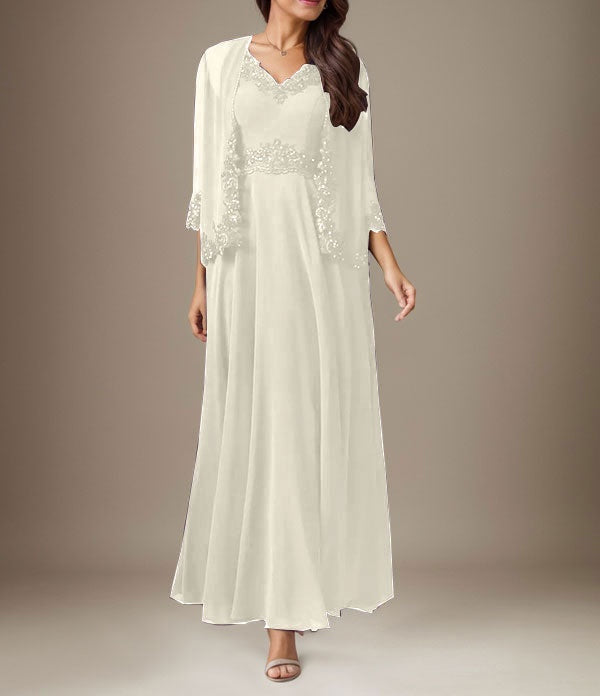 Plum A-Line Sequins Chiffon Dress