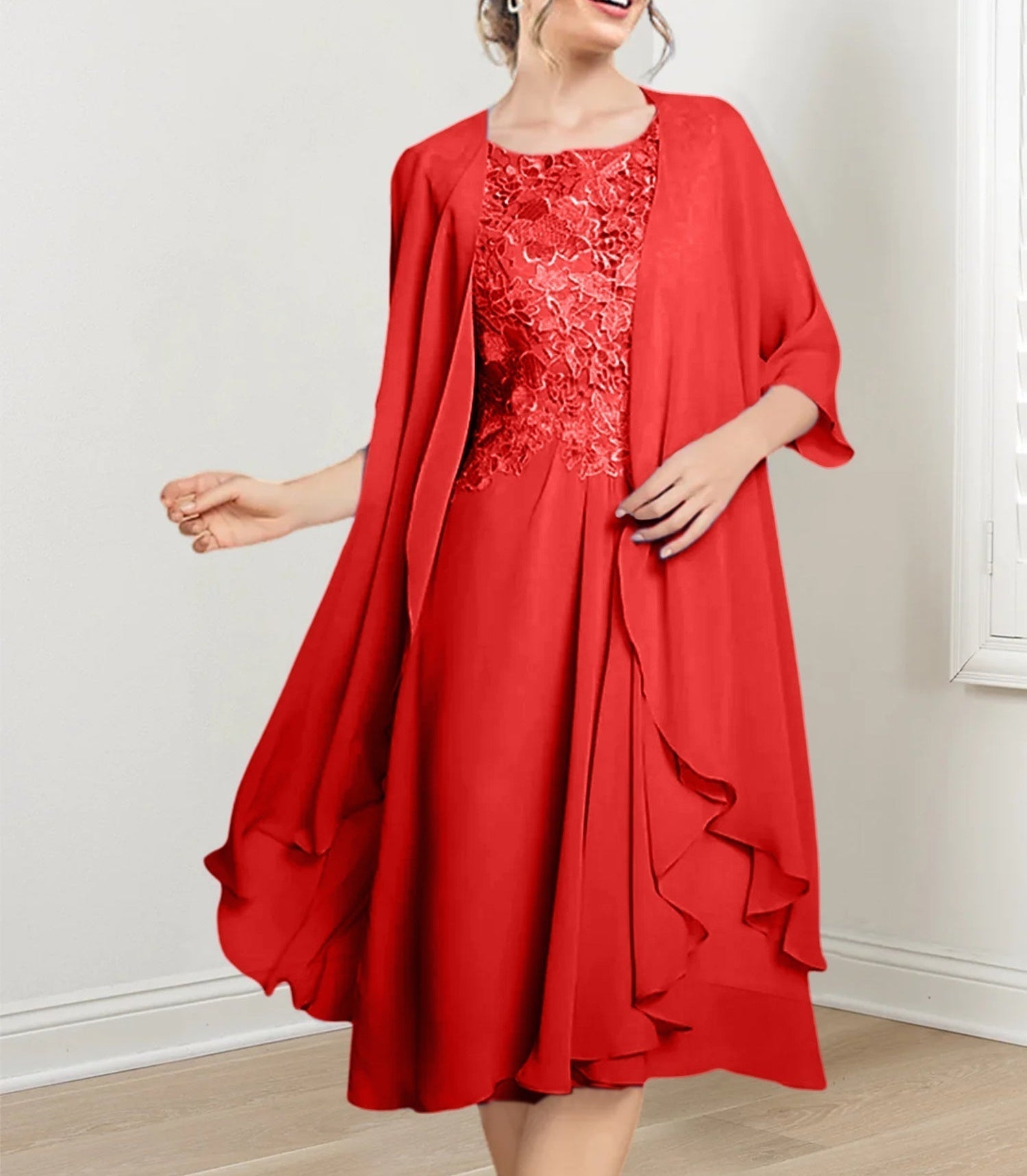 A-Line/Princess Scoop Knee-Length Mother of the Bride Dresses