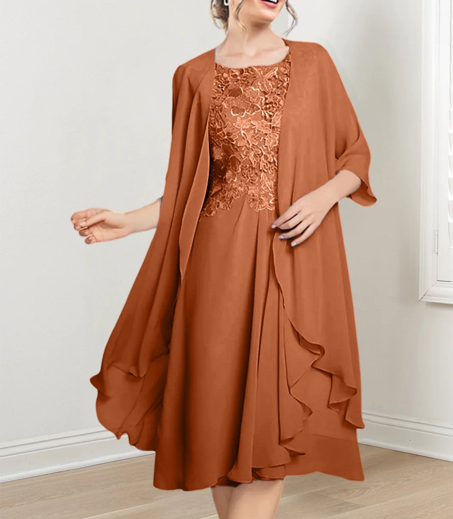 A-Line/Princess Scoop Knee-Length Mother of the Bride Dresses