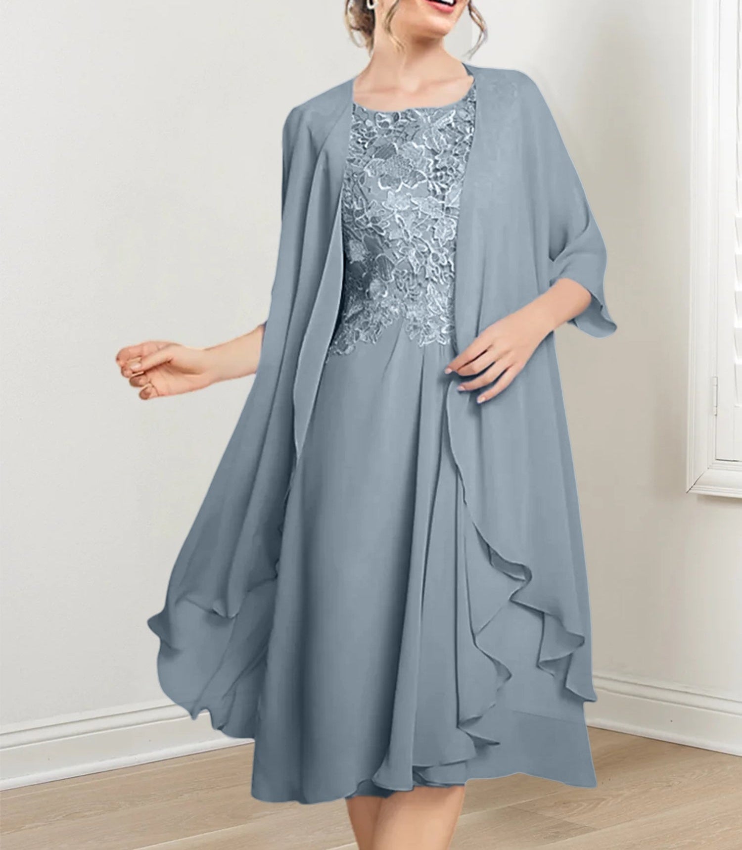 A-Line/Princess Scoop Knee-Length Mother of the Bride Dresses