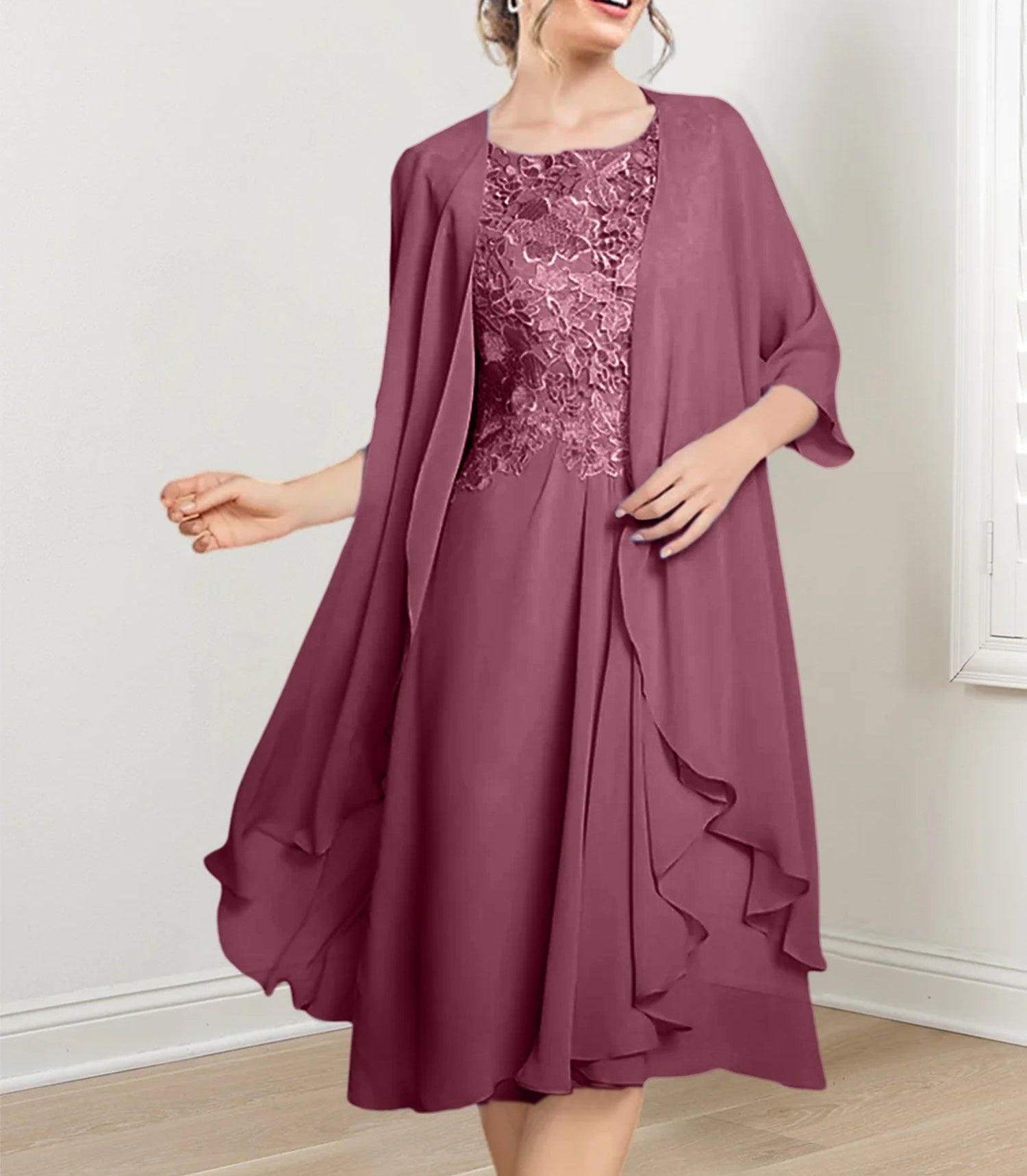 A-Line/Princess Scoop Knee-Length Mother of the Bride Dresses
