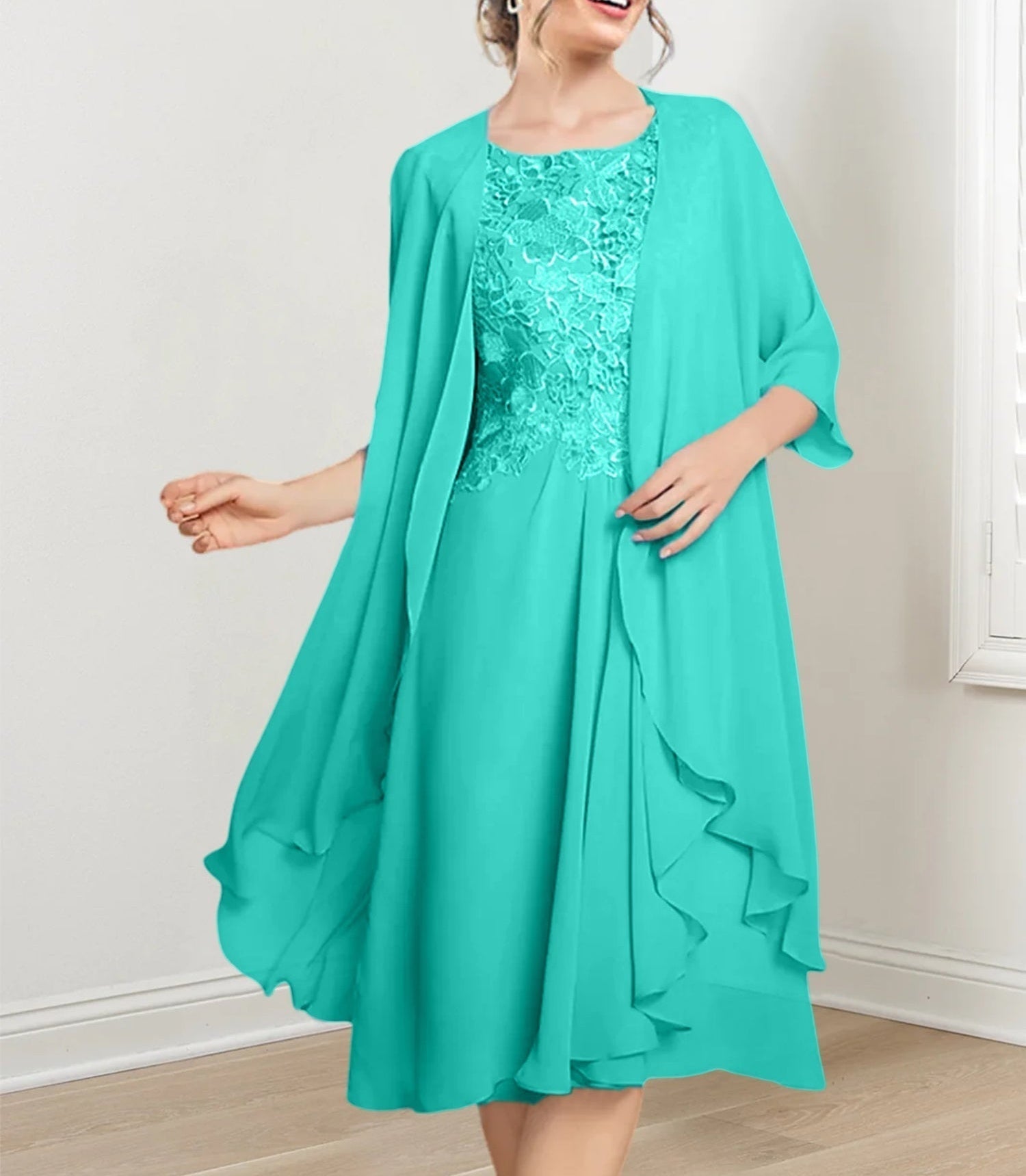 A-Line/Princess Scoop Knee-Length Mother of the Bride Dresses