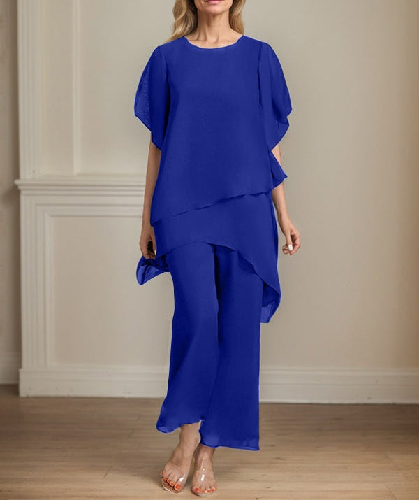 Separates Jumpsuit/Pantsuit Scoop Ankle-Length Chiffon Mother of the Bride Dress