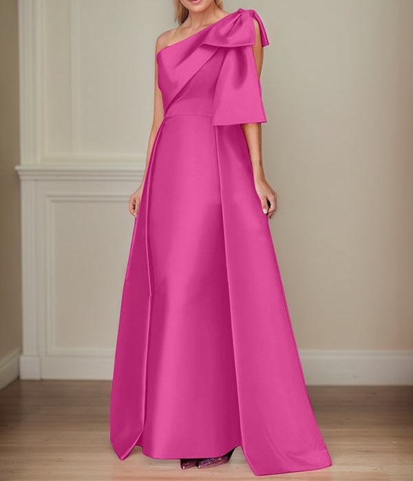 A-Line One-Shoulder Satin Mother Of The Bride Dresses With Bows