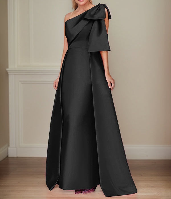 A-Line One-Shoulder Satin Mother Of The Bride Dresses With Bows