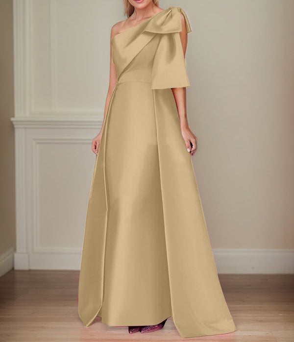 A-Line One-Shoulder Satin Mother Of The Bride Dresses With Bows
