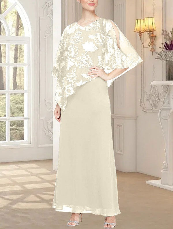 Long Glitter Mesh Dress with Novelty Asymmetric Overlay Bodice