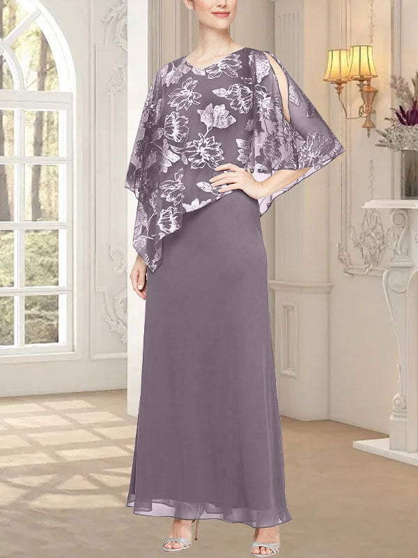 Long Glitter Mesh Dress with Novelty Asymmetric Overlay Bodice