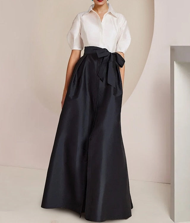A-Line/Princess Shirt Collar Short Sleeves 2 pieces Mother Of The Bride Dresses