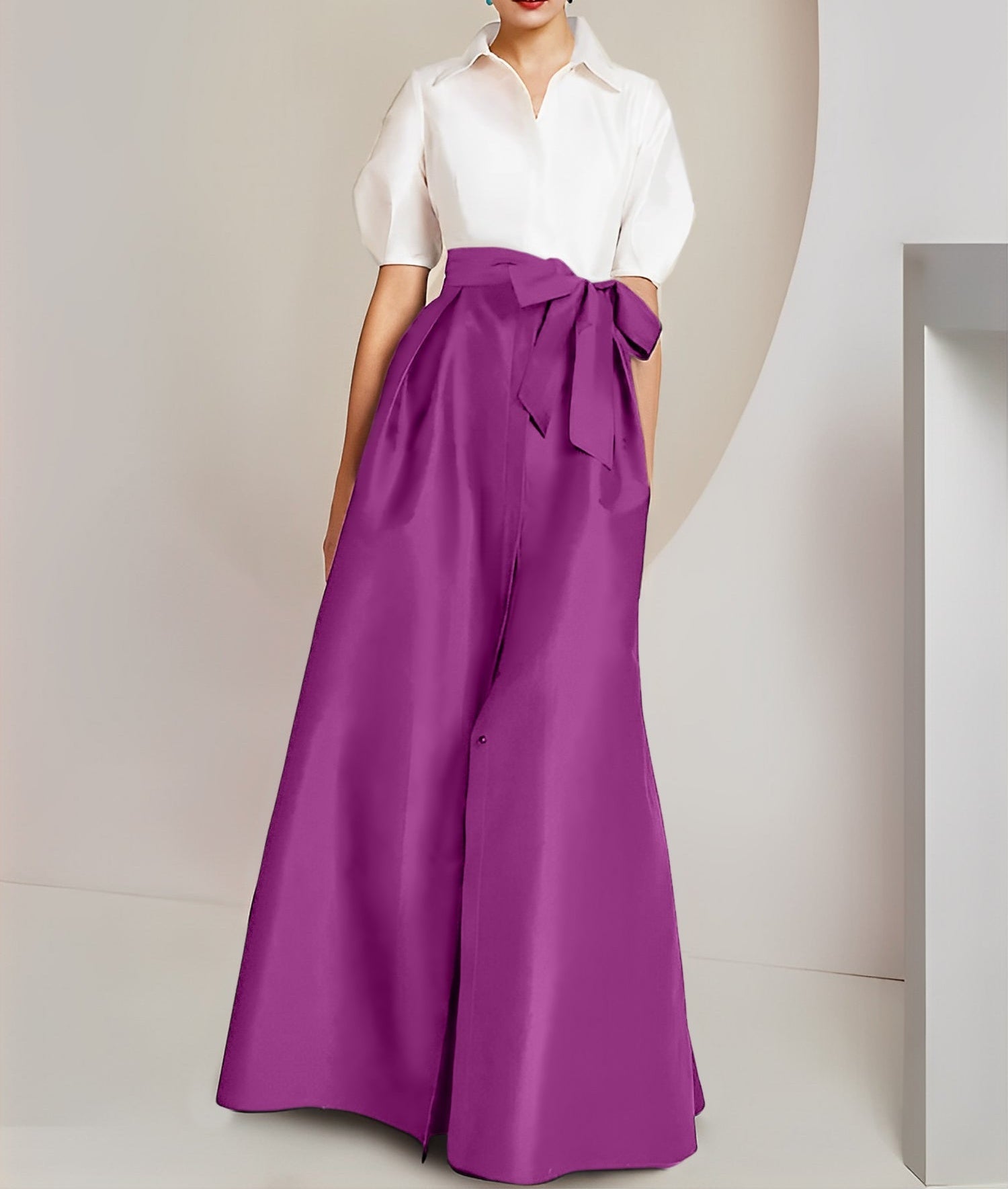 A-Line/Princess Shirt Collar Short Sleeves 2 pieces Mother Of The Bride Dresses
