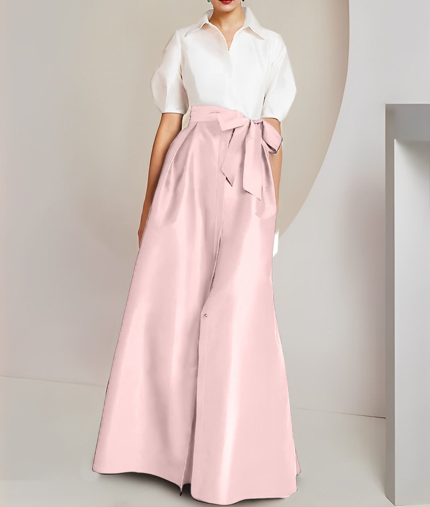 A-Line/Princess Shirt Collar Short Sleeves 2 pieces Mother Of The Bride Dresses