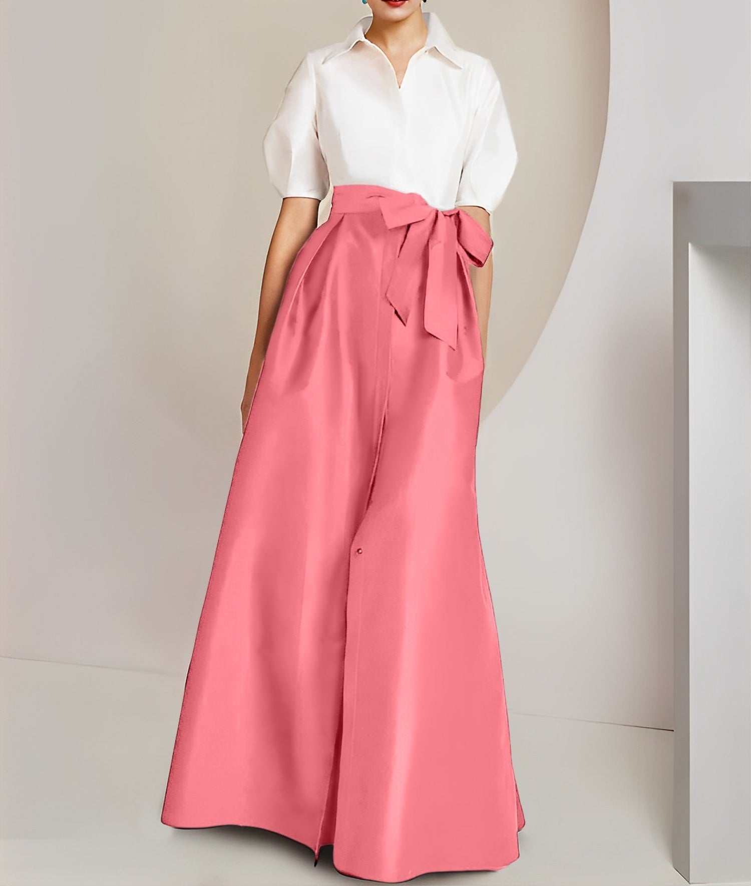 A-Line/Princess Shirt Collar Short Sleeves 2 pieces Mother Of The Bride Dresses