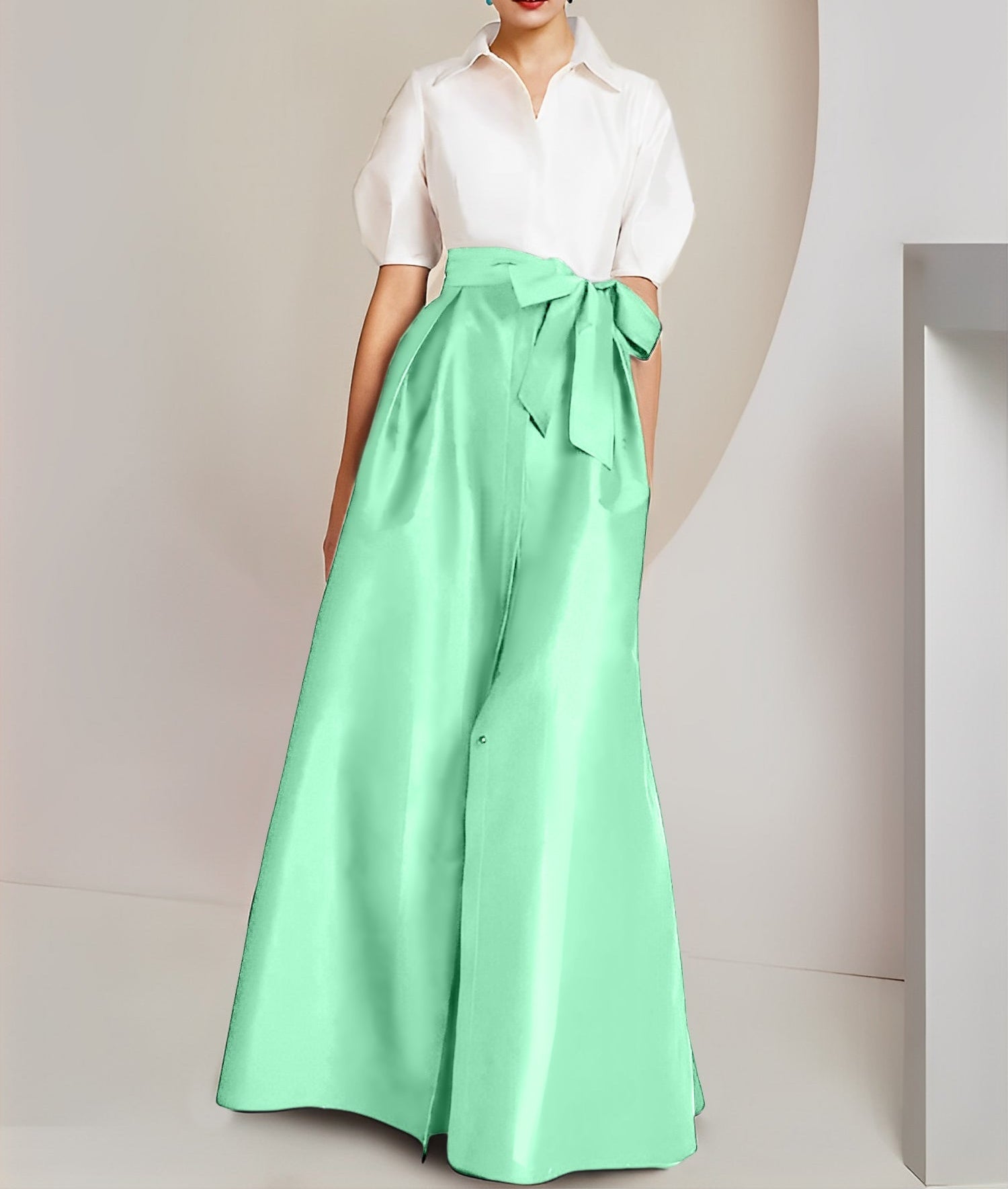 A-Line/Princess Shirt Collar Short Sleeves 2 pieces Mother Of The Bride Dresses
