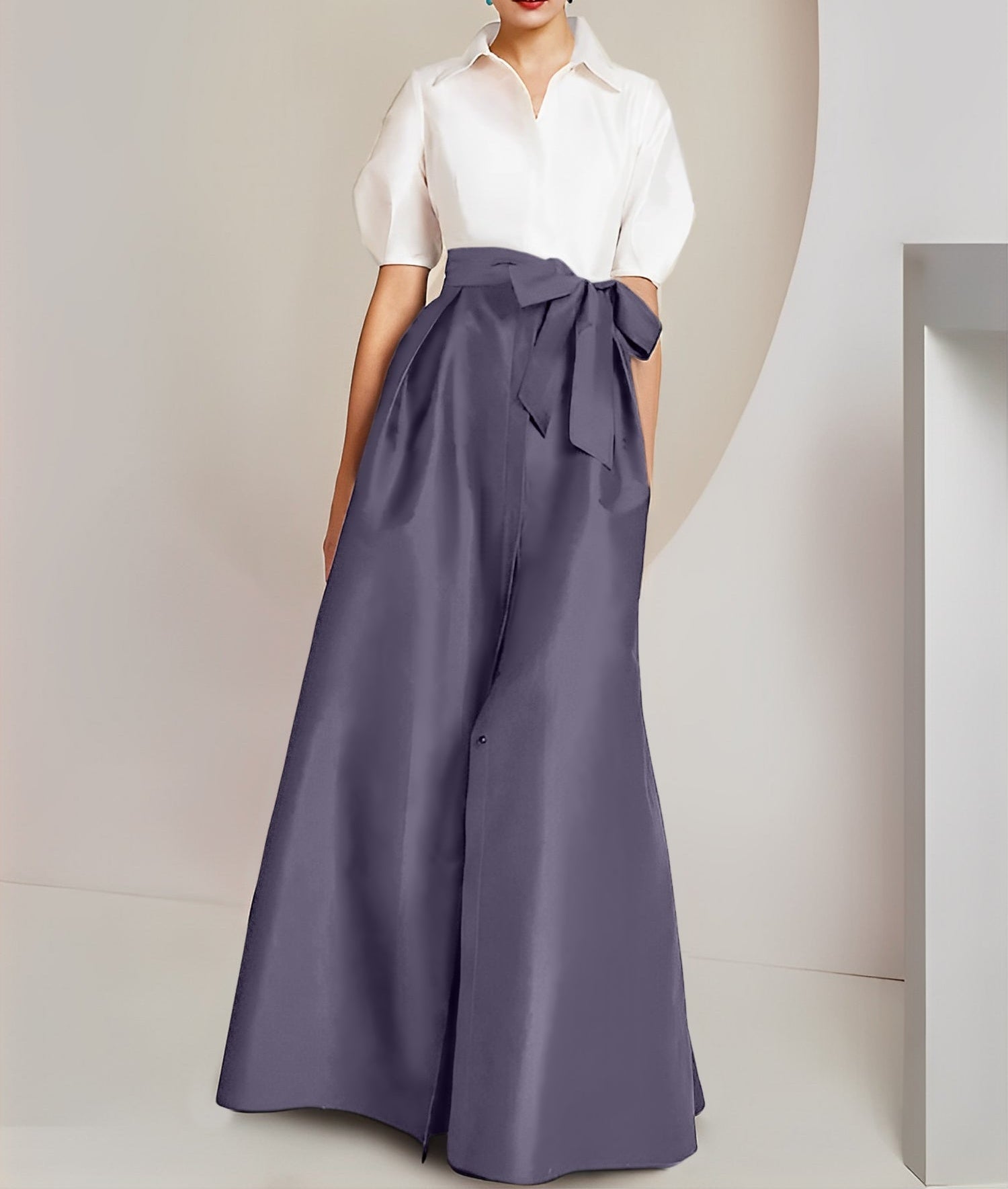 A-Line/Princess Shirt Collar Short Sleeves 2 pieces Mother Of The Bride Dresses