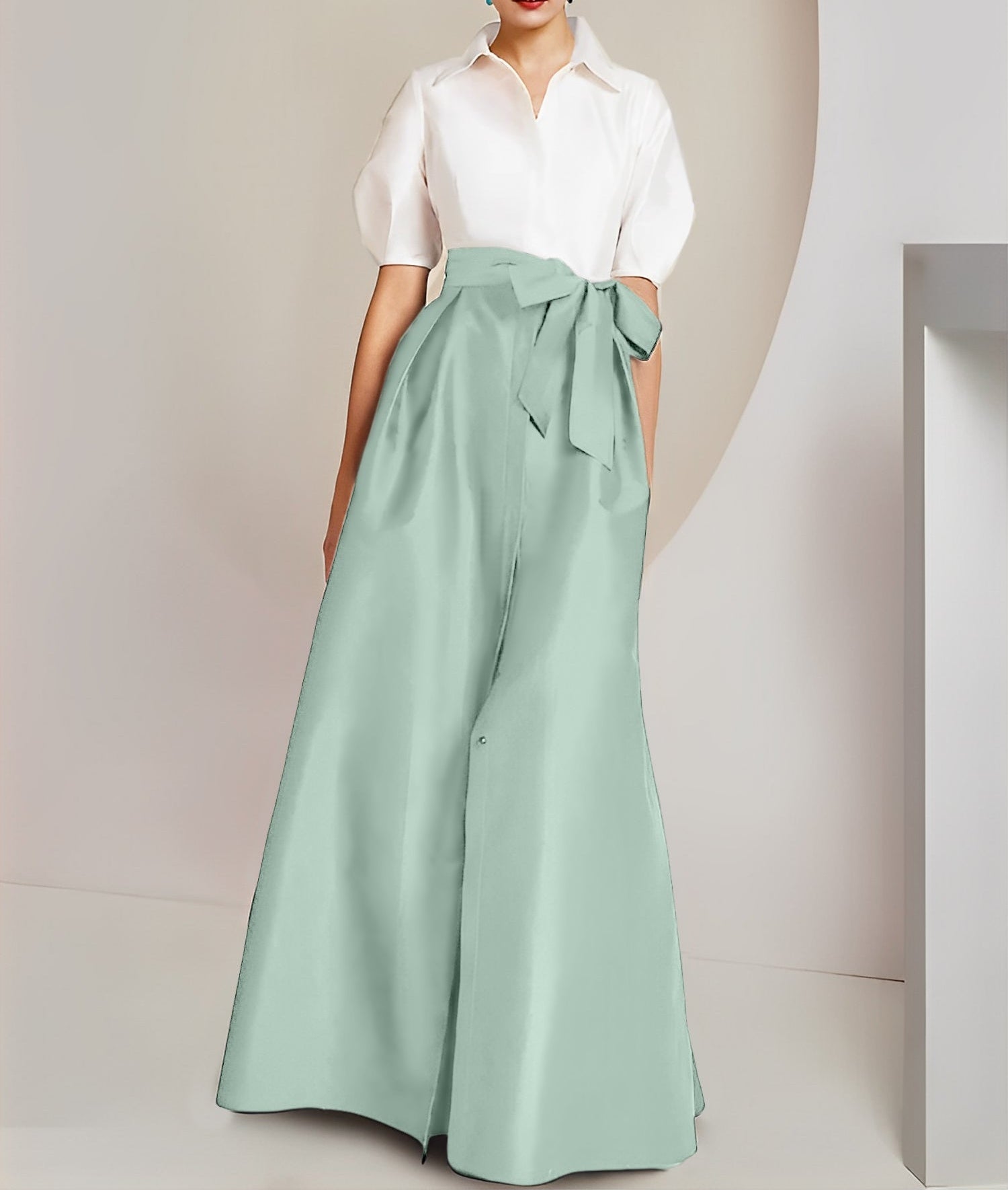 A-Line/Princess Shirt Collar Short Sleeves 2 pieces Mother Of The Bride Dresses
