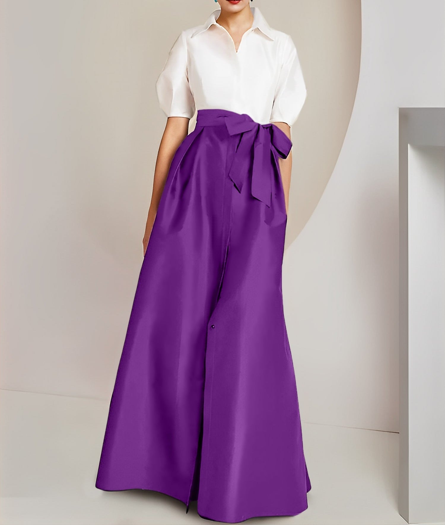 A-Line/Princess Shirt Collar Short Sleeves 2 pieces Mother Of The Bride Dresses