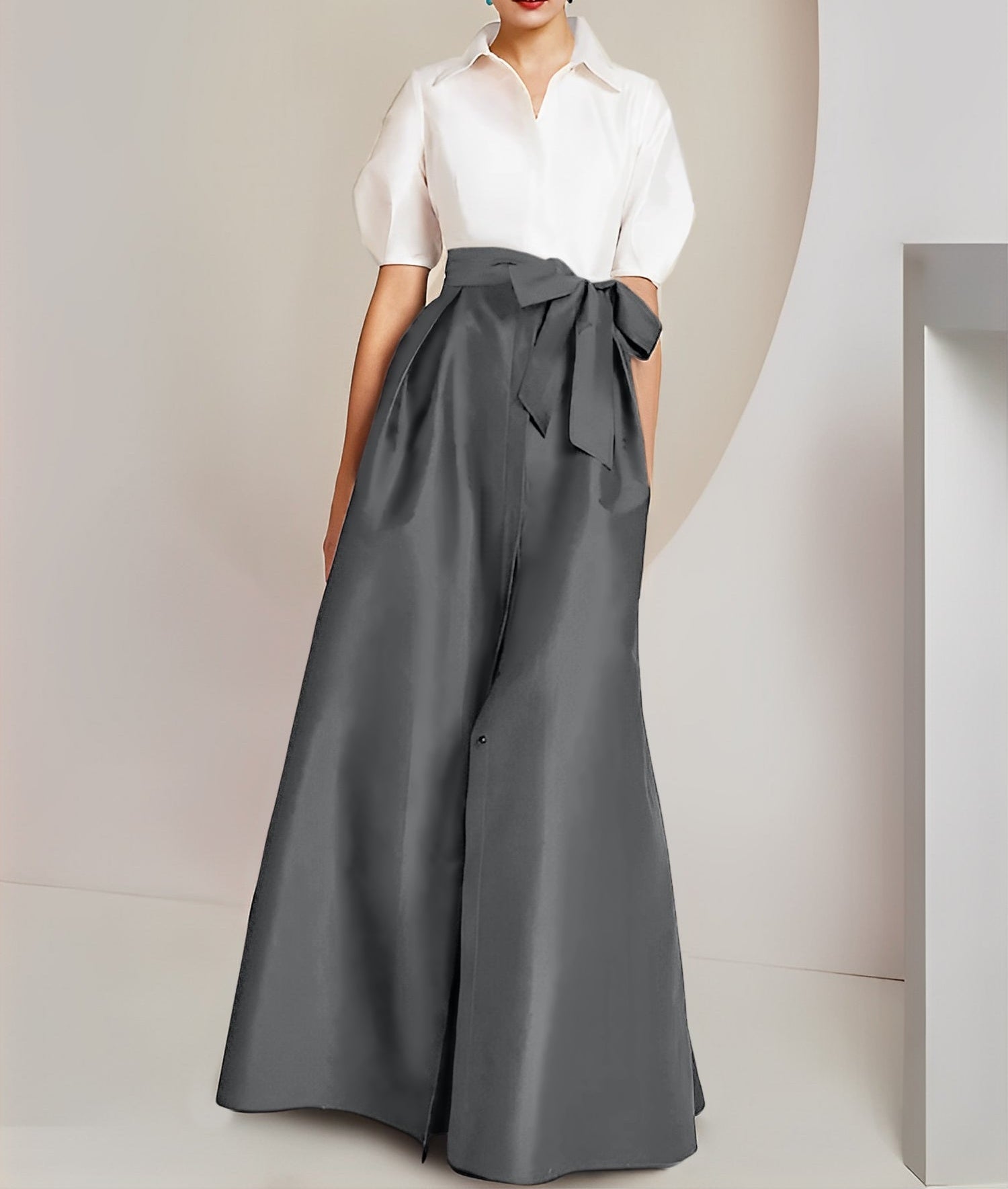 A-Line/Princess Shirt Collar Short Sleeves 2 pieces Mother Of The Bride Dresses
