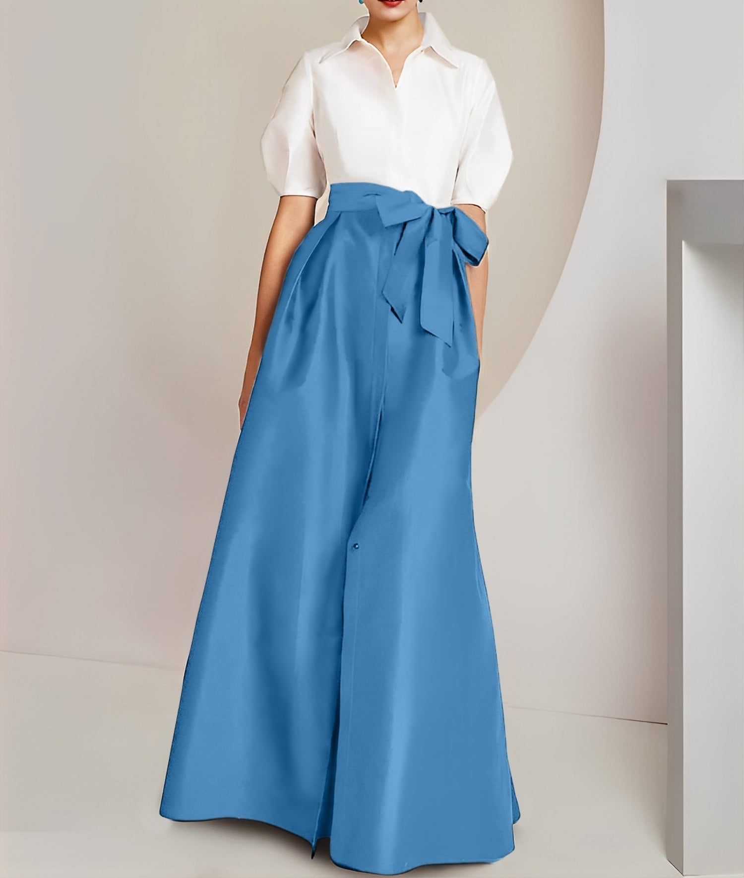 A-Line/Princess Shirt Collar Short Sleeves 2 pieces Mother Of The Bride Dresses