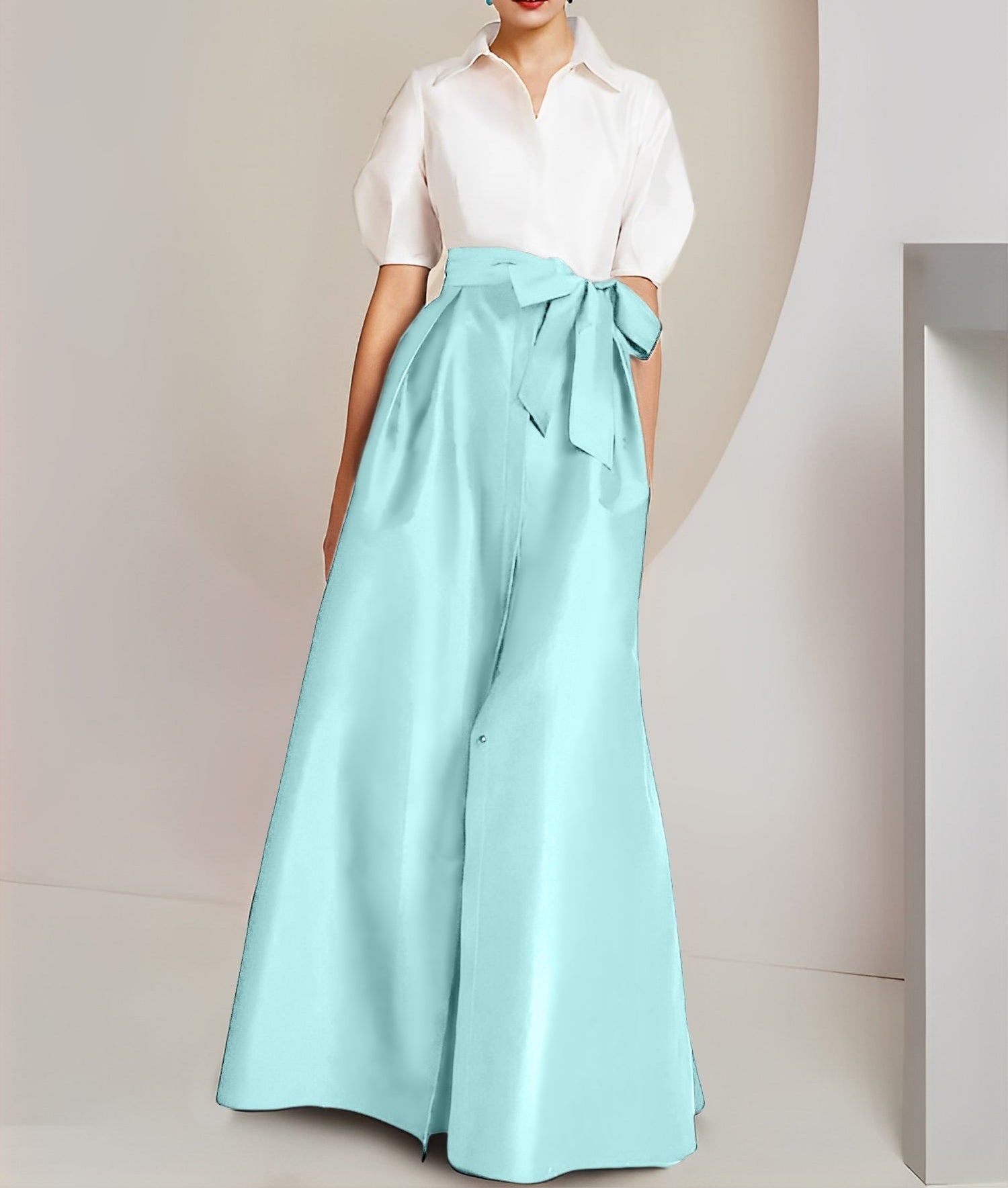 A-Line/Princess Shirt Collar Short Sleeves 2 pieces Mother Of The Bride Dresses